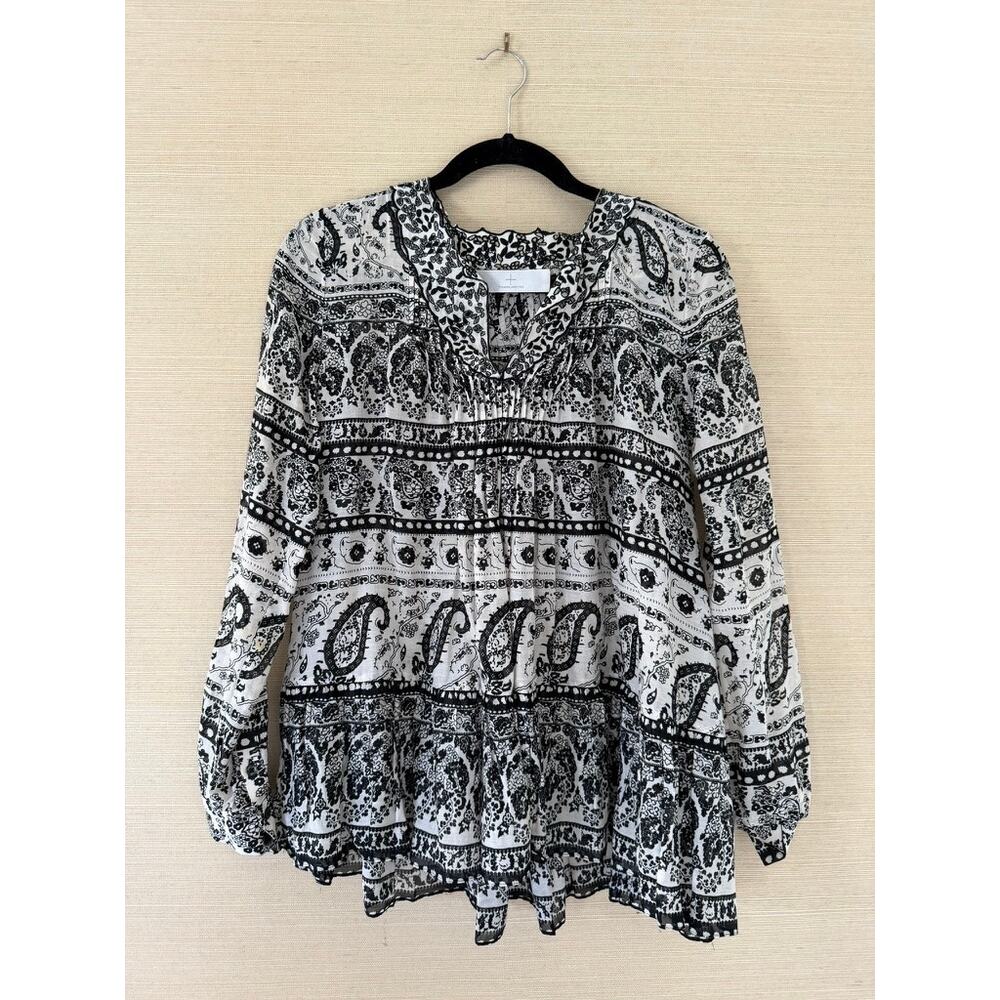Thakoon Addition Black & White Paisley Cotton-Silk Blouse – Size 2